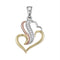 Triple-tone Sterling Silver Women's Round Diamond Heart Pendant 1-20 Cttw - FREE Shipping (US/CAN)