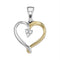 Two-tone Sterling Silver Womens Round Diamond Heart Cluster Pendant 1-20 Cttw - FREE Shipping (US/CAN)