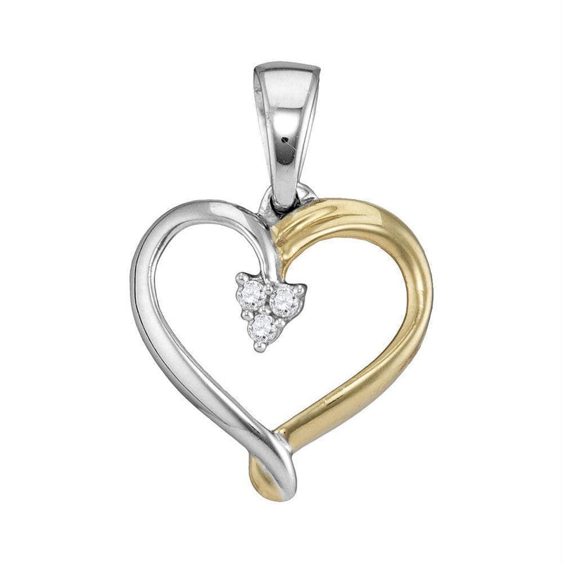 Two-tone Sterling Silver Womens Round Diamond Heart Cluster Pendant 1-20 Cttw - FREE Shipping (US/CAN)