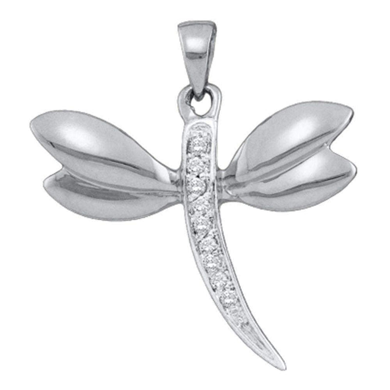 White Gold Diamond-accented Dragonfly Women's Charm Pendant - FREE Shipping (US/CA)