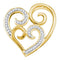 Yellow-tone Sterling Silver Women's Round Diamond Curled Nested Heart Pendant 1-8 Cttw - FREE Shipping (US/CAN)