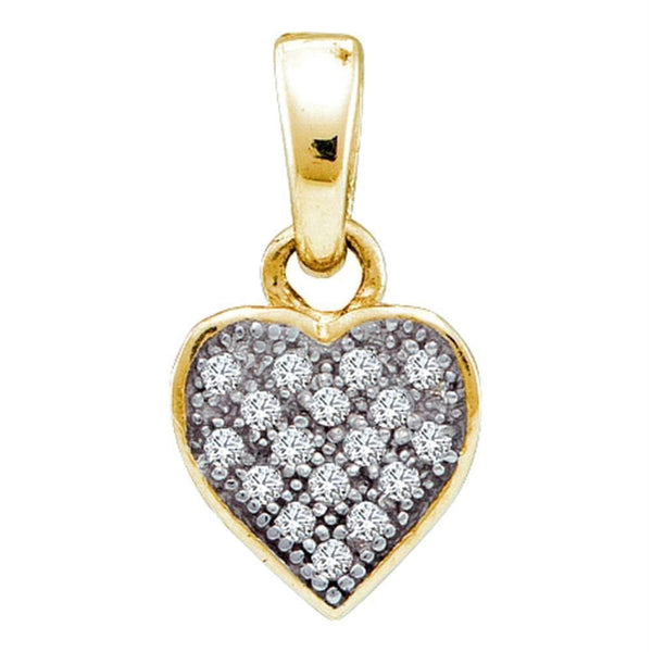 Yellow-tone Sterling Silver Women's Round Diamond Heart Cluster Pendant 1-20 Cttw - FREE Shipping (US/CAN)