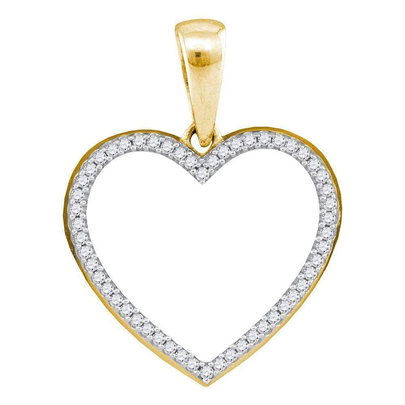 Yellow-tone Sterling Silver Women's Round Diamond Heart Outline Pendant 1-6 Cttw - FREE Shipping (US/CAN)