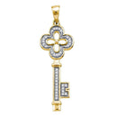 Yellow-tone Sterling Silver Women's Round Diamond Key Love Pendant 1-8 Cttw - FREE Shipping (US/CAN)