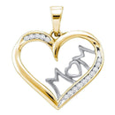 Yellow-tone Sterling Silver Women's Round Diamond Mom Mother Heart Pendant 1-6 Cttw - FREE Shipping (US/CAN)