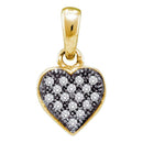 Yellow-tone Sterling Silver Women's Round Diamond Small Heart Cluster Pendant 1-20 Cttw - FREE Shipping (US/CAN)