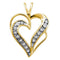 Yellow-tone Sterling Silver Womens Round Diamond Heart Pendant 1-20 Cttw