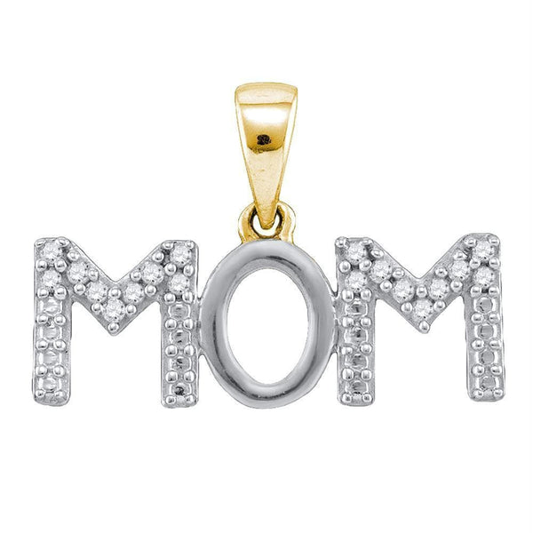 Yellow-tone Sterling Silver Womens Round Diamond Mom Mother Pendant 1-10 Cttw - FREE Shipping (US/CAN)