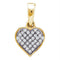 Yellow-tone Sterling Silver Womens Round Diamond Small Heart Cluster Pendant 1-10 Cttw