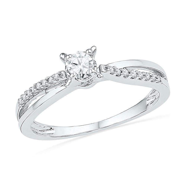10kt White Gold Women's Round Diamond Solitaire Crossover Promise Bridal Ring 1/4 Cttw - FREE Shipping (US/CAN)