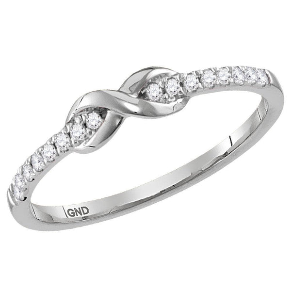 14kt White Gold Women's Diamond Infinity Knot Stackable Band Ring 1/10 Cttw
