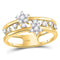 14kt Yellow Gold Women's Diamond Open Double Star Band Ring 1/3 Cttw