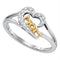 Gold & Diamond Rings Sterling Silver Diamond Mom Mothers Heart 2-tone Ring Dainty Small 1/20 Cttw - FREE Shipping (US/CAN) JadeMoghul