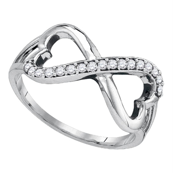 Gold & Diamond Rings Sterling Silver White Diamond Infinity-weave Heart Women's Band Ring 1/6 Cttw - FREE Shipping (US/CAN) JadeMoghul