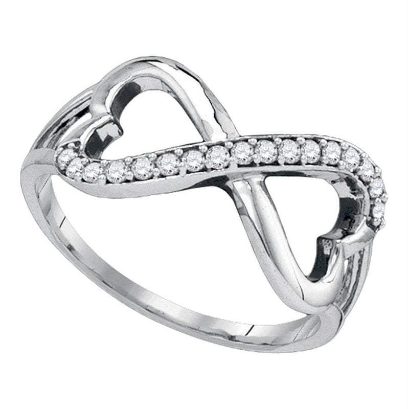 Gold & Diamond Rings Sterling Silver White Diamond Infinity-weave Heart Women's Band Ring 1/6 Cttw - FREE Shipping (US/CAN) JadeMoghul