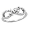 Gold & Diamond Rings Sterling Silver Women's Round Diamond Infinity Heartbeat Ring 1/10 Cttw - FREE Shipping (US/CAN) JadeMoghul
