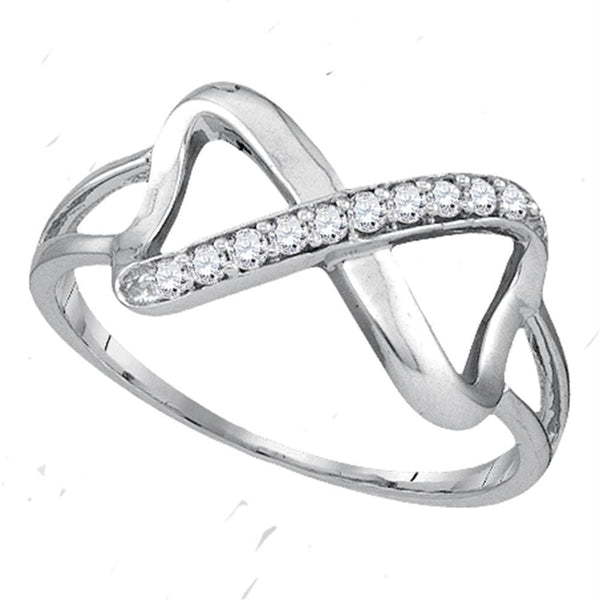 Gold & Diamond Rings Sterling Silver Womens Round Diamond Infinity Fashion Band Ring 1/10 Cttw - FREE Shipping (US/CAN) JadeMoghul
