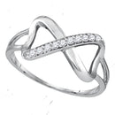 Gold & Diamond Rings Sterling Silver Womens Round Diamond Infinity Fashion Band Ring 1/10 Cttw - FREE Shipping (US/CAN) JadeMoghul