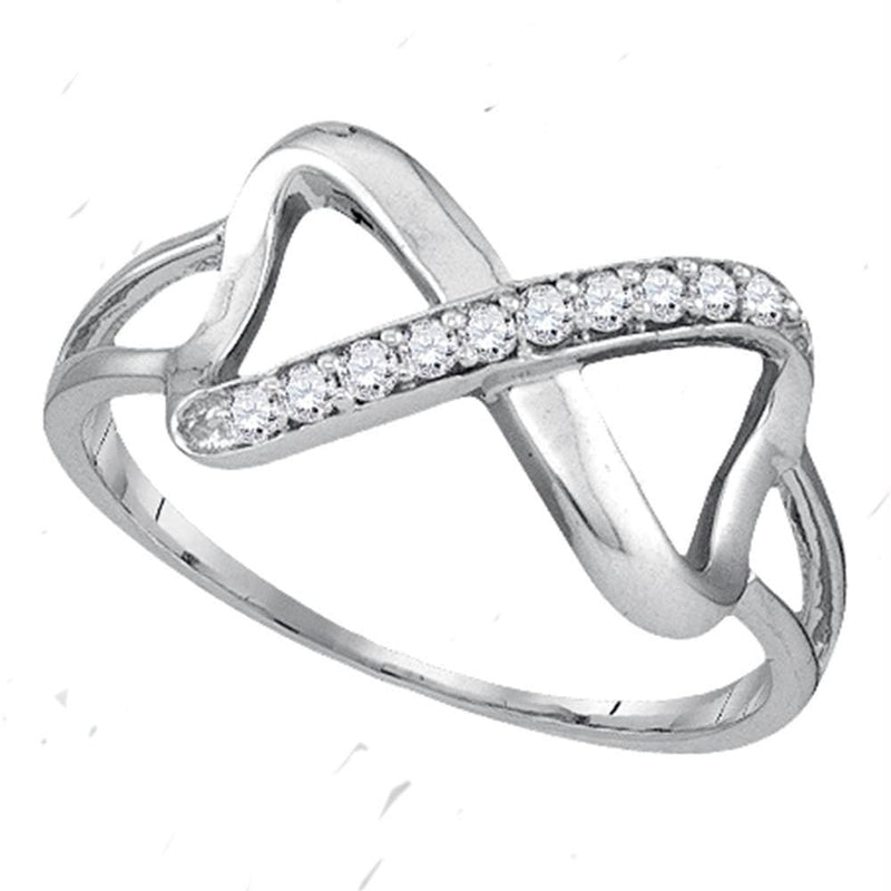 Gold & Diamond Rings Sterling Silver Womens Round Diamond Infinity Fashion Band Ring 1/10 Cttw - FREE Shipping (US/CAN) JadeMoghul