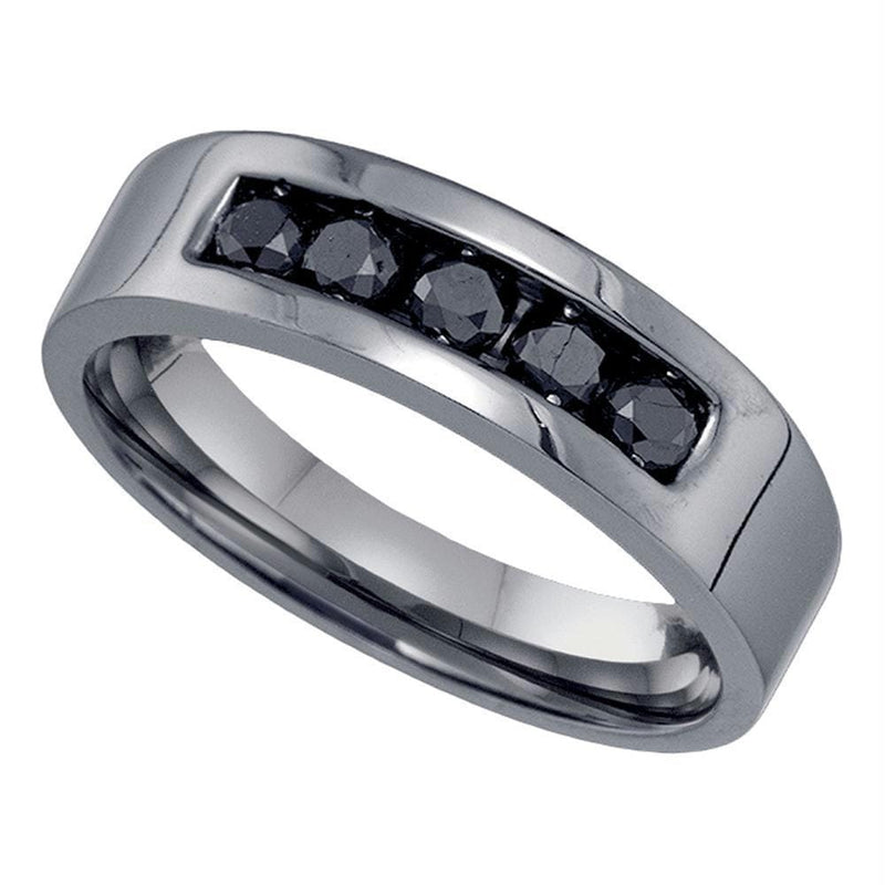 Gold & Diamond Wedding Jewelry Sterling Silver Black Color Enhanced Round Diamond Men's Masculine Wedding Anniversary Band 5/8 Cttw - FREE Shipping (US/CAN) JadeMoghul