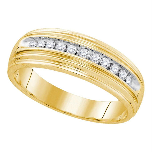 Gold & Diamond Wedding Jewelry Sterling Silver Men's Round Diamond Wedding Band Ring 1/4 Cttw - FREE Shipping (US/CAN) JadeMoghul