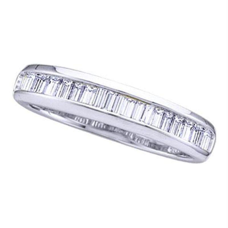 Gold & Diamond Wedding Jewelry Sterling Silver Women's Baguette Diamond Wedding Anniversary Band Ring 1/6 Cttw - FREE Shipping (US/CAN) JadeMoghul