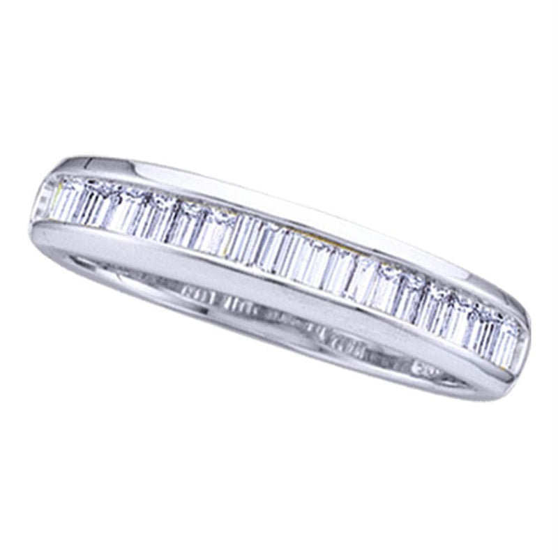 Gold & Diamond Wedding Jewelry Sterling Silver Women's Baguette Diamond Wedding Band Ring 1/3 Cttw - FREE Shipping (US/CAN) JadeMoghul