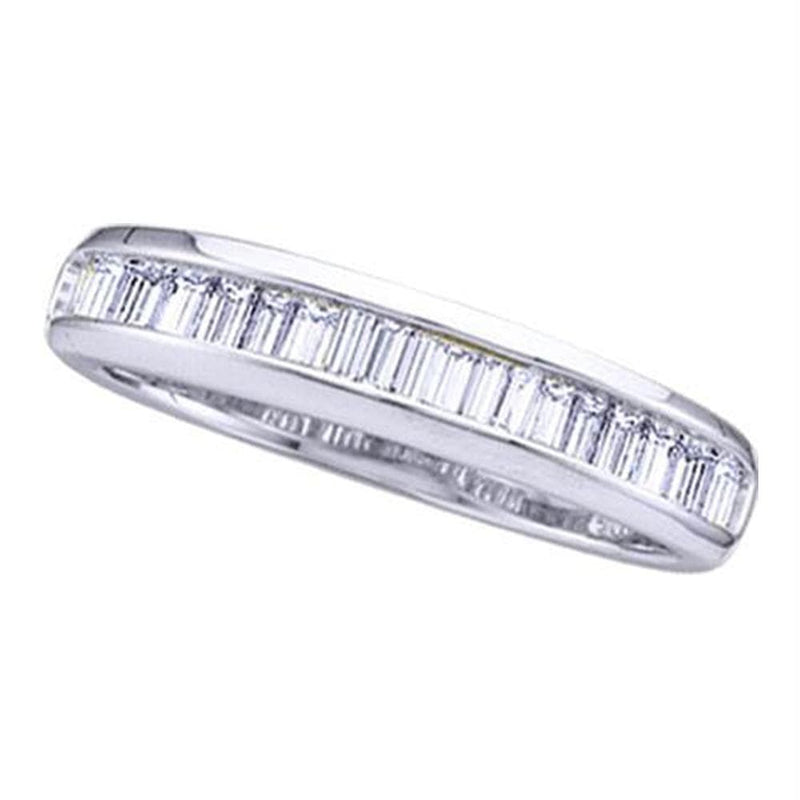 Gold & Diamond Wedding Jewelry Sterling Silver Womens Baguette Diamond Wedding Anniversary Band Ring 1/6 Cttw JadeMoghul Inc. 