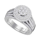 10kt White Gold Women's Diamond Cluster Bridal Wedding Engagement Ring Band Set 1.00 Cttw - FREE Shipping (US/CAN)