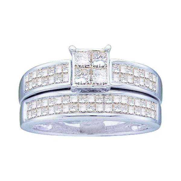 14kt White Gold Women's Princess Diamond Bridal Wedding Engagement Ring Band Set 5-8 Cttw - FREE Shipping (US/CAN)