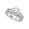 14kt White Gold Women's Round Diamond Halo Bridal Wedding Engagement Ring Band Set 1-1/2 Cttw - FREE Shipping (US/CAN)