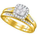 14kt Yellow Gold Women's Round Diamond Cluster Bridal Wedding Engagement Ring Band Set 1/2 Cttw - FREE Shipping (US/CAN)