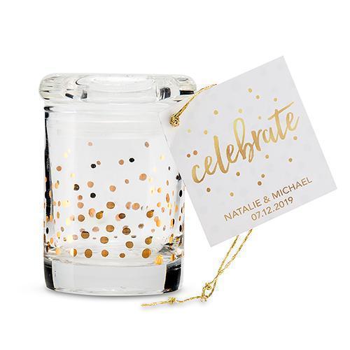 Gold Foil Confetti Mini Glass Favor Jar with Lid (Pack of 6)-Favor Boxes Bags & Containers-JadeMoghul Inc.