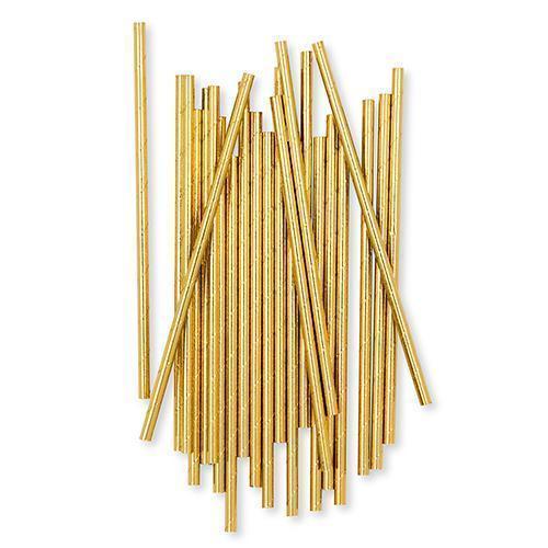 Gold Foil Fancy Paper Drinking Straws (Pack of 25)-Wedding Candy Buffet Accessories-JadeMoghul Inc.