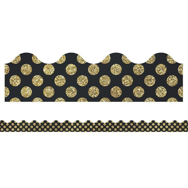GOLD GLITTER DOTS SCALLOPED BORDERS-Learning Materials-JadeMoghul Inc.