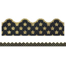 GOLD GLITTER STARS SCALLOPED BORDER-Learning Materials-JadeMoghul Inc.