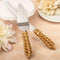 Gold lattice botanical collection engraved stainless cake knife set-Wedding Cake Accessories-JadeMoghul Inc.