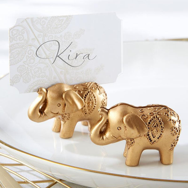 Gold Lucky Elephant Place Card Holder (Set of 6)-Boy Wedding / Ring bearer-JadeMoghul Inc.