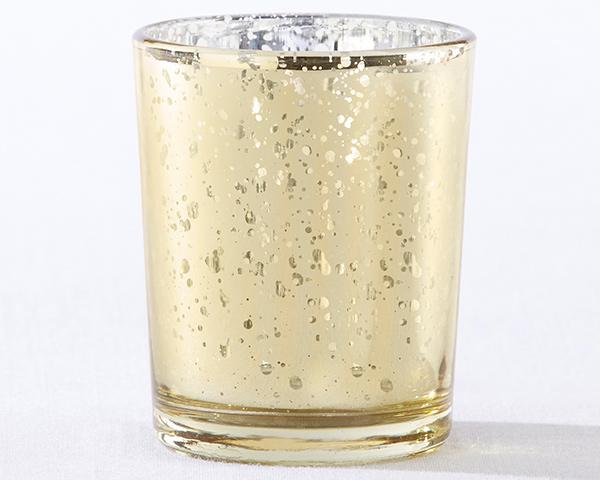 Gold Mercury Glass Tea Light Holder (Set of 4)-Boy Wedding / Ring bearer-JadeMoghul Inc.