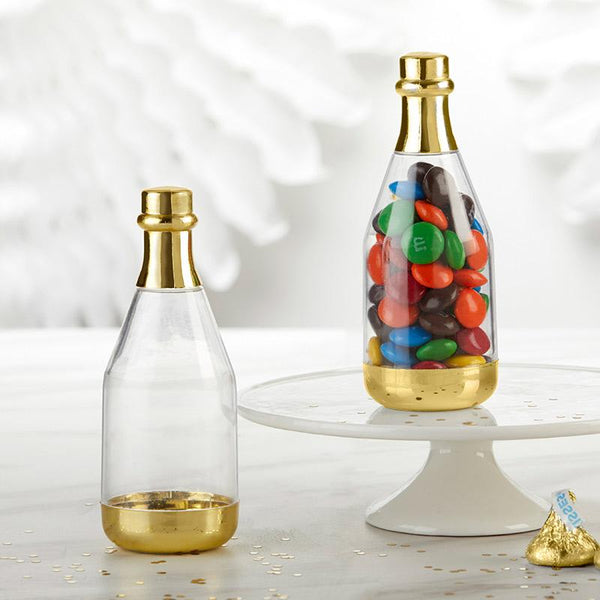 Gold Metallic Champagne Bottle Favor Container - DIY (Set of 12)-Favor Boxes Bags & Containers-JadeMoghul Inc.