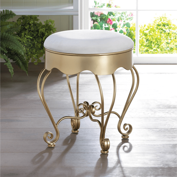 Modern Living Room Decor Gold Scrollwork Stool