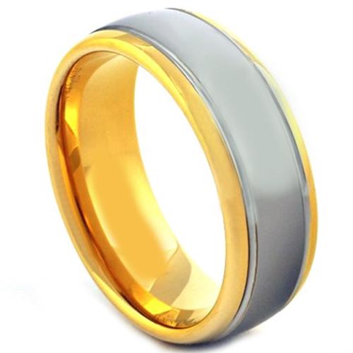 Gold Ring Gold Tone Platinum White Tungsten Carbide Ring