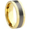 Gold Ring Gold Tone Platinum White Tungsten Carbide Satin Polished Flat Ring