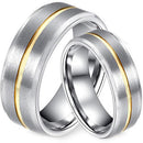 Gold Ring For Men Gold Tone Silver White Tungsten Carbide Center Groove Ring