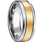 Gold Ring For Men Gold Tone Silver White Tungsten Carbide Double Grooves Ring