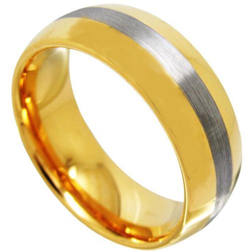 Gold Engagement Rings Gold Tone Tungsten Carbide Center Line Dome Ring