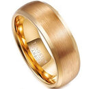 Gold Ring For Men Gold Tone Tungsten Carbide Dome Beveled Edges Ring