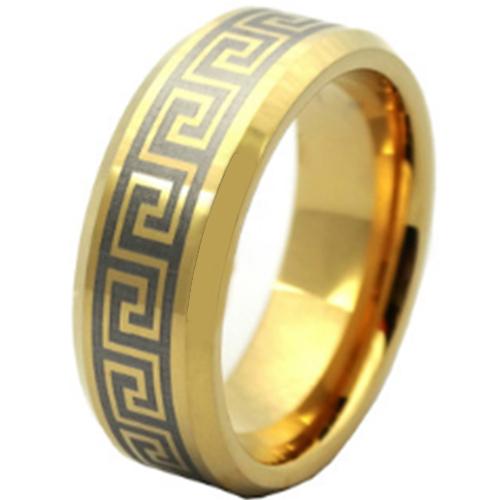 Gold Engagement Rings Gold Tone Tungsten Carbide Greek Key Ring