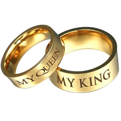 Gold Wedding Rings Gold Tone Tungsten Carbide King Queen Flat Ring