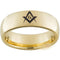 Simple Gold Ring Gold Tone Tungsten Carbide Masonic Dome Court Ring